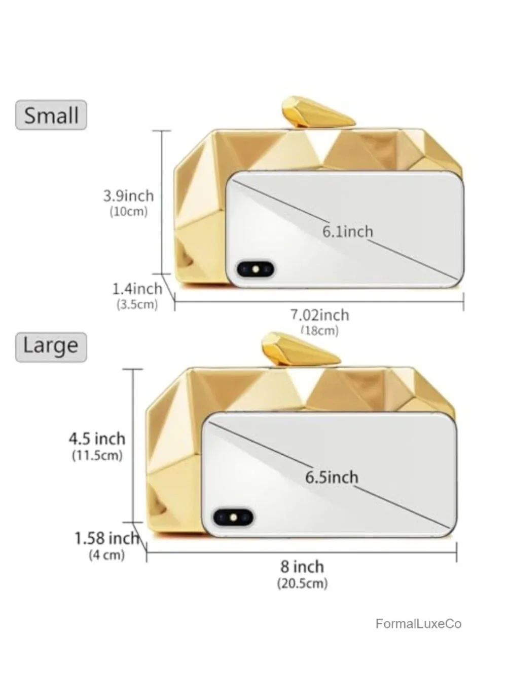 Lattice Metal Clutch Evening Bag with Chain Strap - Geometric Purse for Women